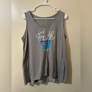 Women’s Shirt Size L‎ Gray Tank Top Blue Faith Graphic Casual Razorback Blouse